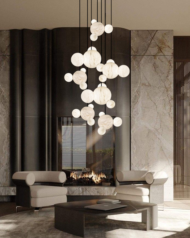 Minimalist Antique Alabaster Cluster Pendant Light Fixtures 6" Wide