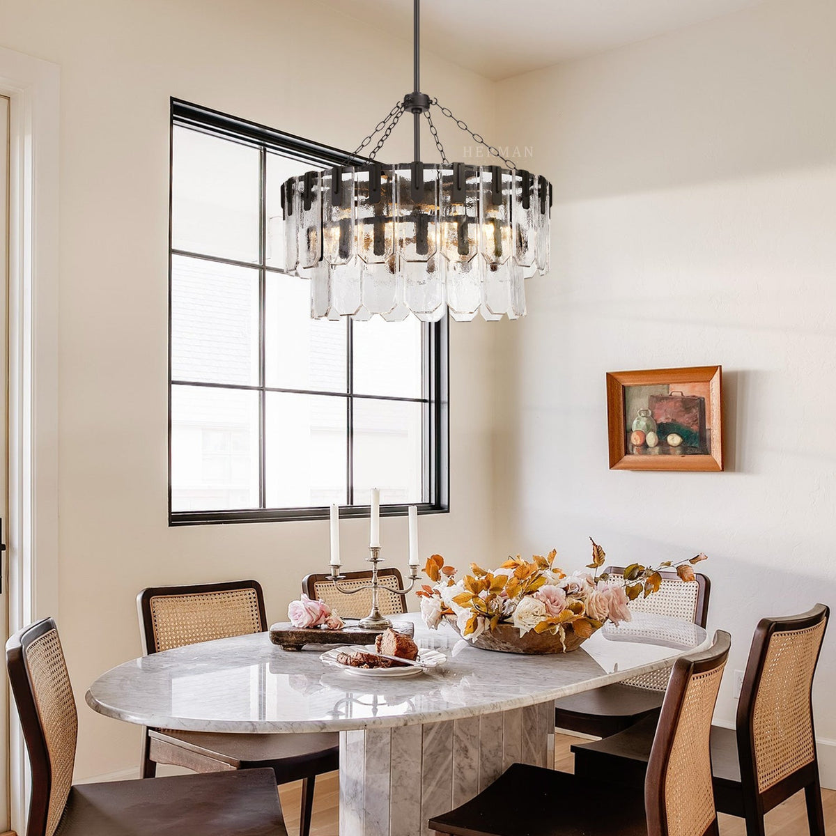 Nadia Glass Chandelier 30" 41"