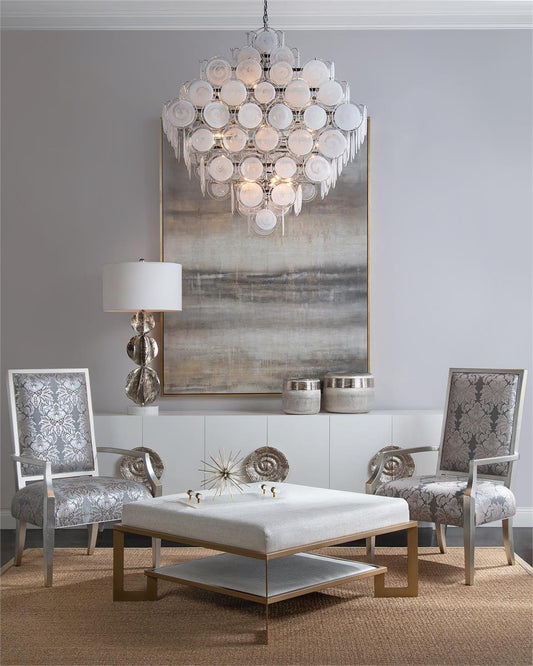 Glass Medallion Eighteen-Light Chandelier - Merlin Lamps
