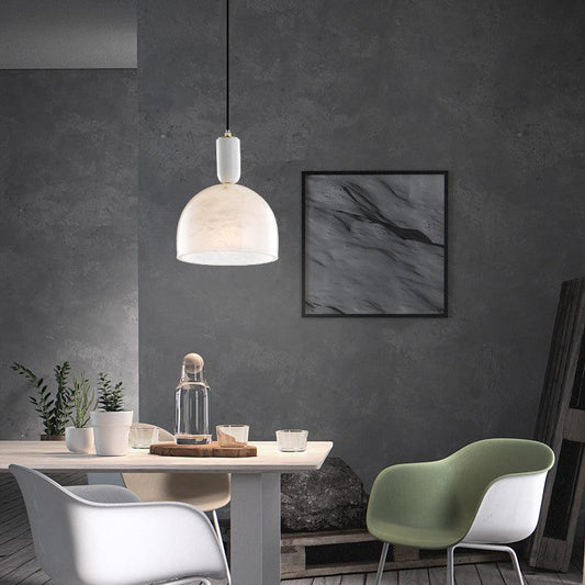 Lamer Lighting Sculpted Alabaster Teardrop Pendant - grand American foyer with double-height ceiling