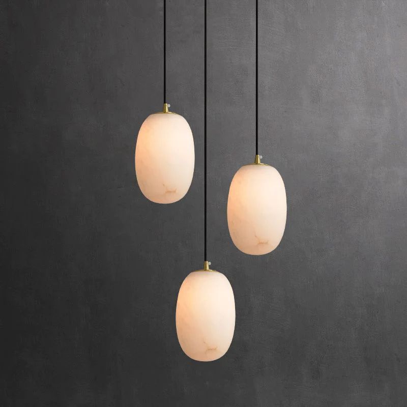Lamer Lighting Sculpted Alabaster Bedside Pendant Light - Background Shot