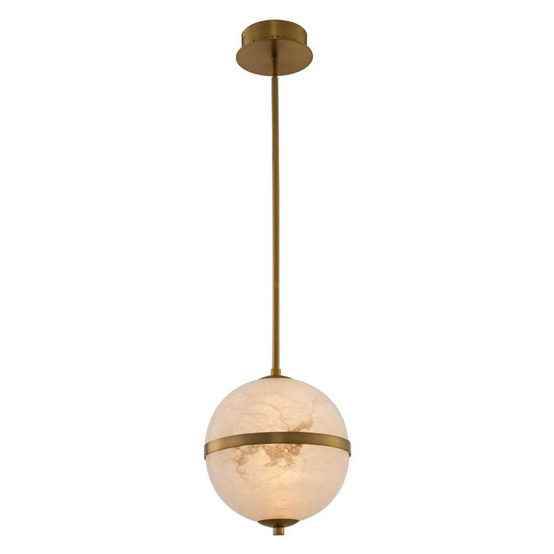 Lamer Lighting Sculptural Alabaster LED Pendant - elegant American powder room