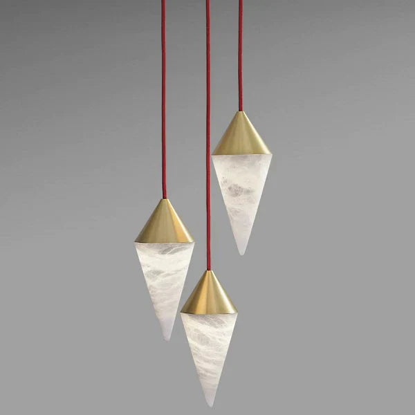 Lamer Lighting Alabaster Cone Pendant Light - elegant American entryway with 10-foot ceiling