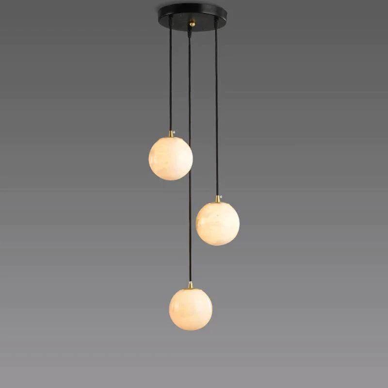 Lamer Lighting Luminous Alabaster Wavy Chandelier - American transitional great room with cathedral ceiling