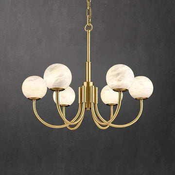 Lamer Lighting Celestial Alabaster Brass Chandelier - Background Shot
