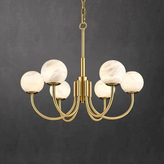 Lamer Lighting Celestial Alabaster Brass Chandelier - Background Shot