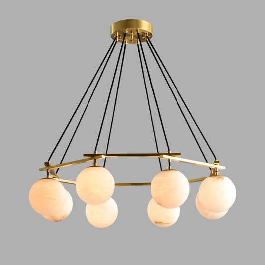 Lamer Lighting Lumina Alabaster Modern Round Chandelier - Background Shot
