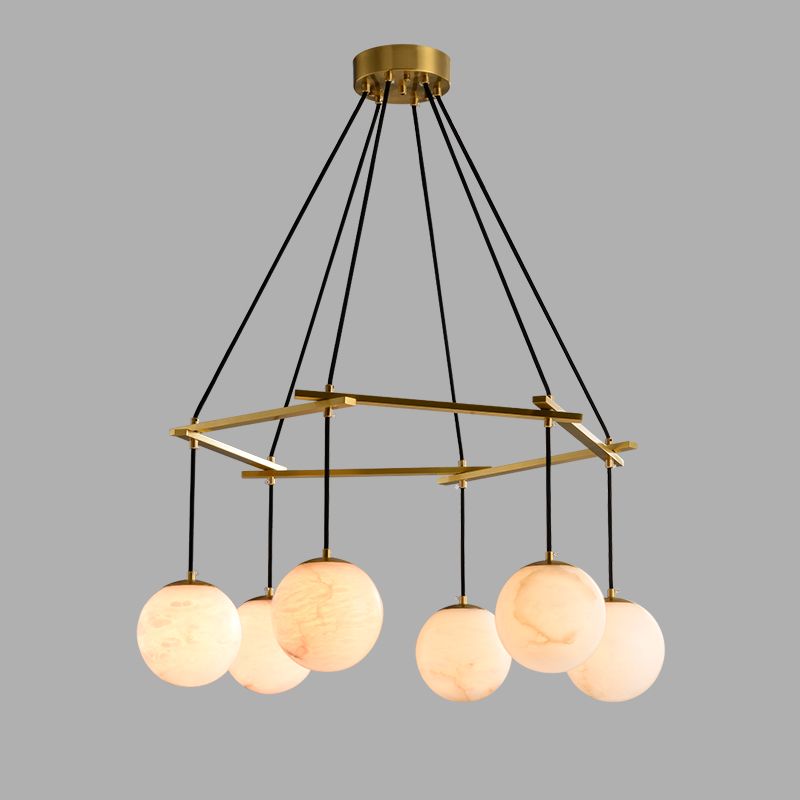 Lamer Lighting Lumina Alabaster Modern Round Chandelier - Background Shot