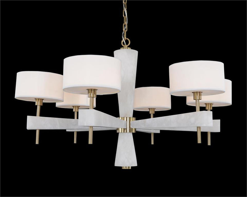 Lamer Lighting Alabaster Radiance Six-Light Round Chandelier - grand American foyer with two-story ceiling