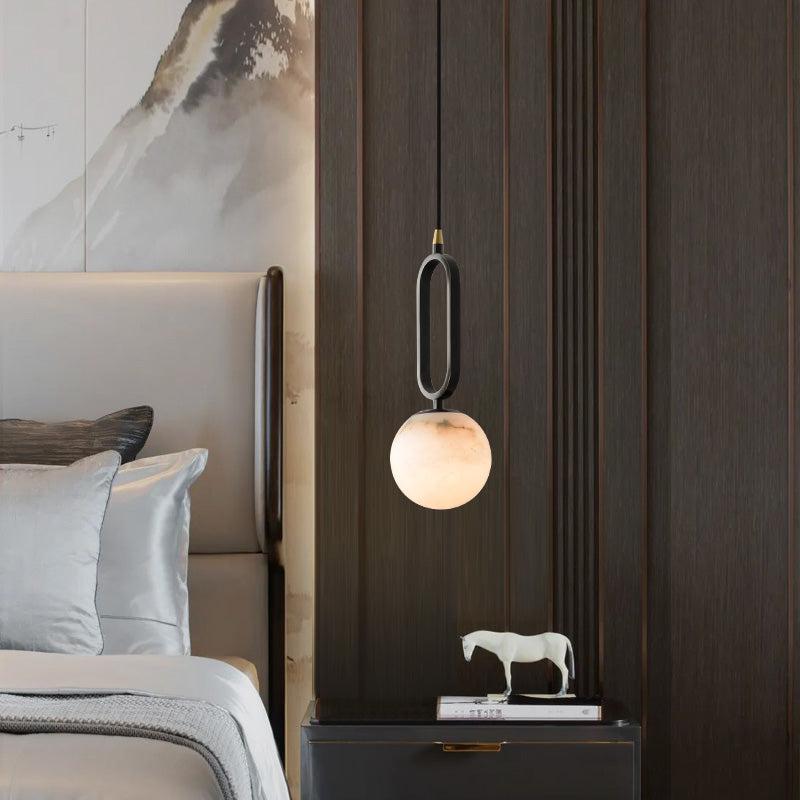Lamer Lighting Alabaster Teardrop Pendant - grand American foyer with double-height ceiling