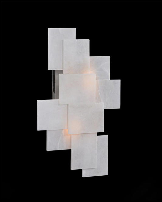 Lamer Lighting Geometric Alabaster 2-Light Wall Sconce - American master bedroom with coffered ceiling