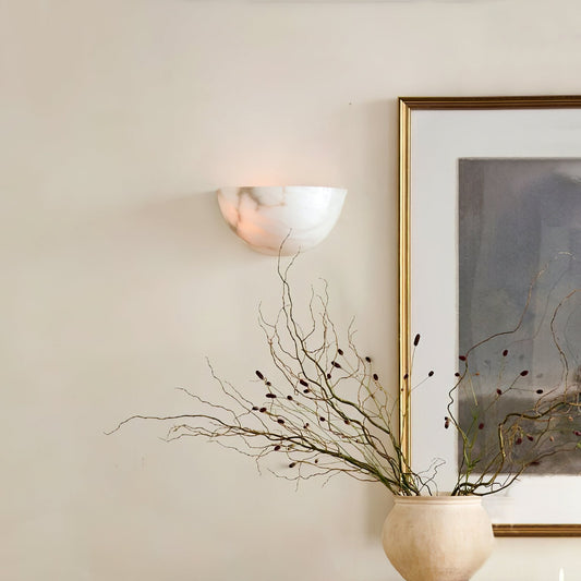 Alabaster Half-Moon Wall Sconce