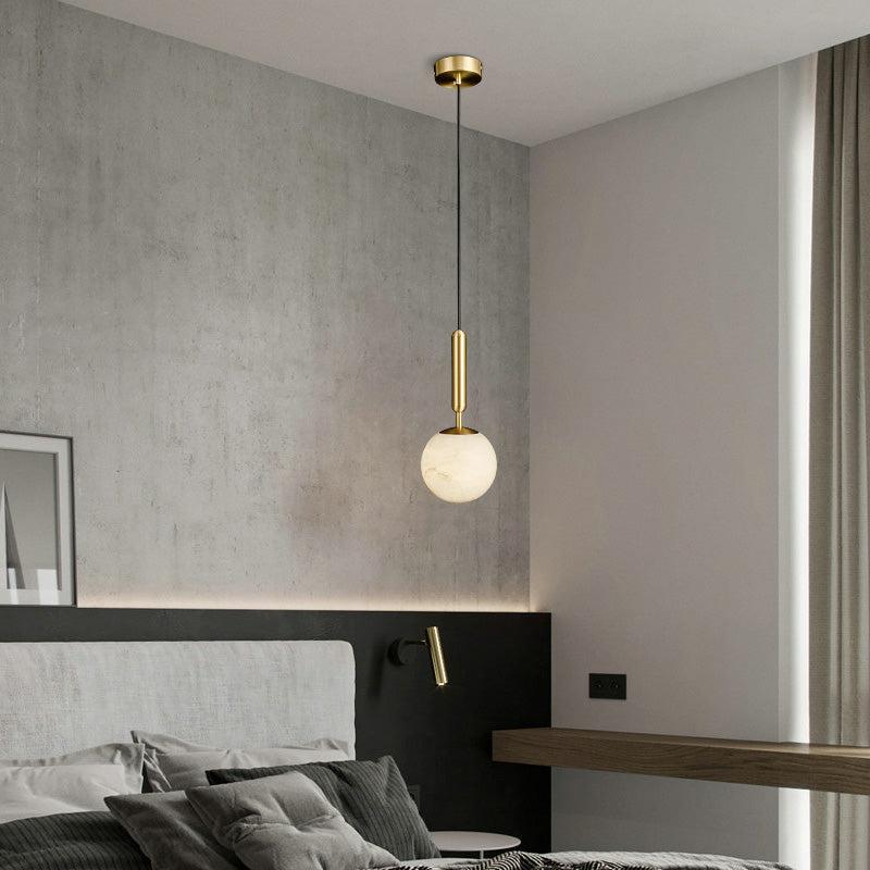 Lamer Lighting Celestial Orb Alabaster Pendant - elegant American bedroom