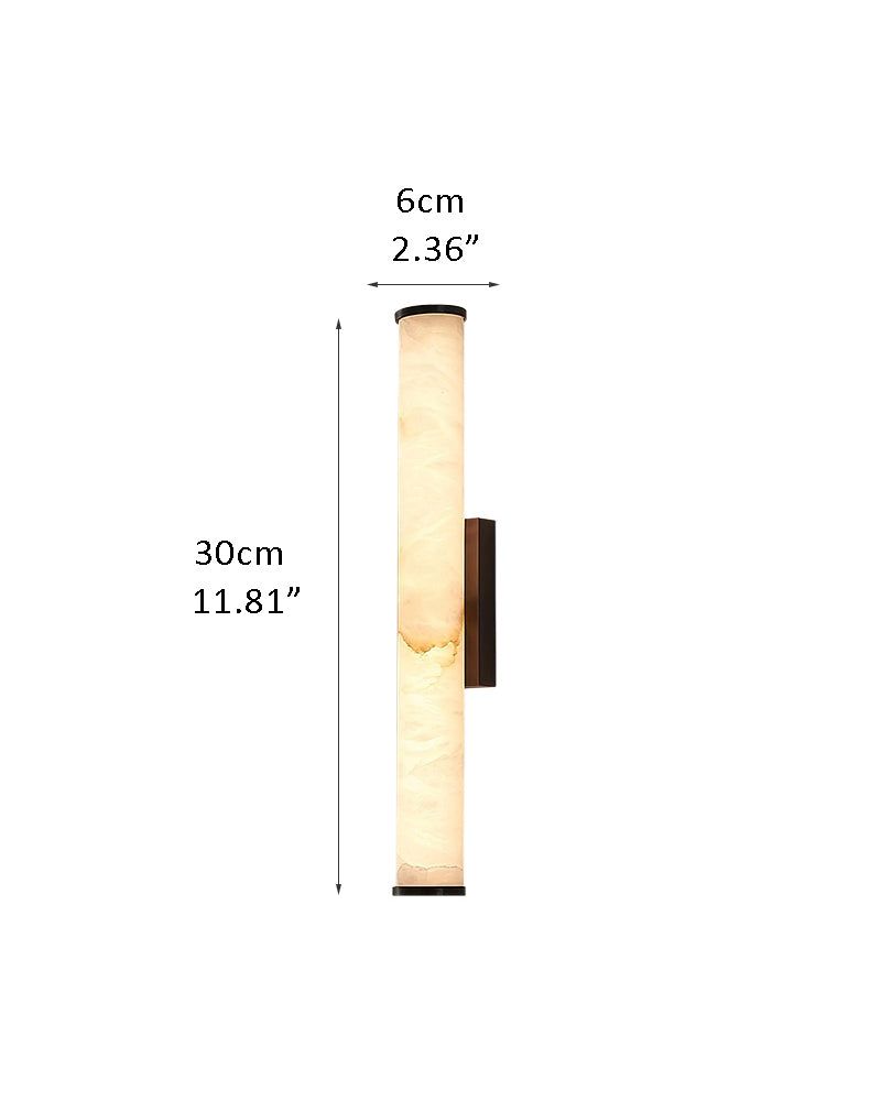 LED Copper Cylindrical Natural Marble Alabaster Wall Sconce Lamp