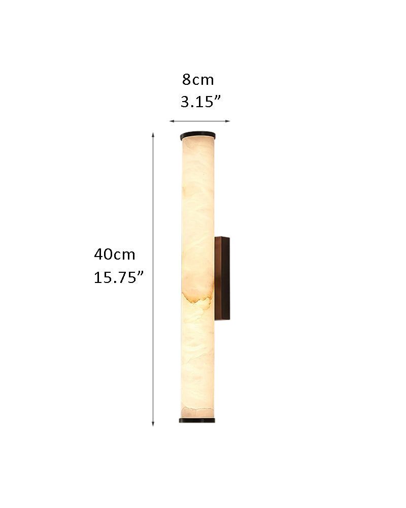 LED Copper Cylindrical Natural Marble Alabaster Wall Sconce Lamp