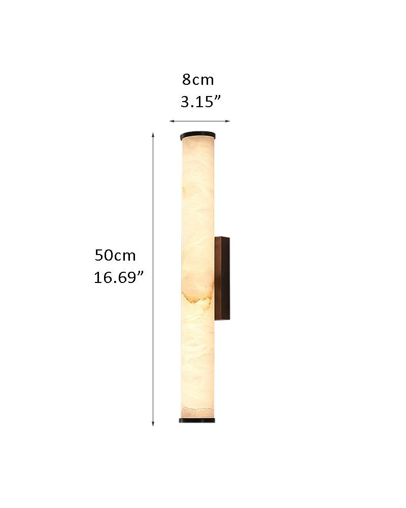 LED Copper Cylindrical Natural Marble Alabaster Wall Sconce Lamp