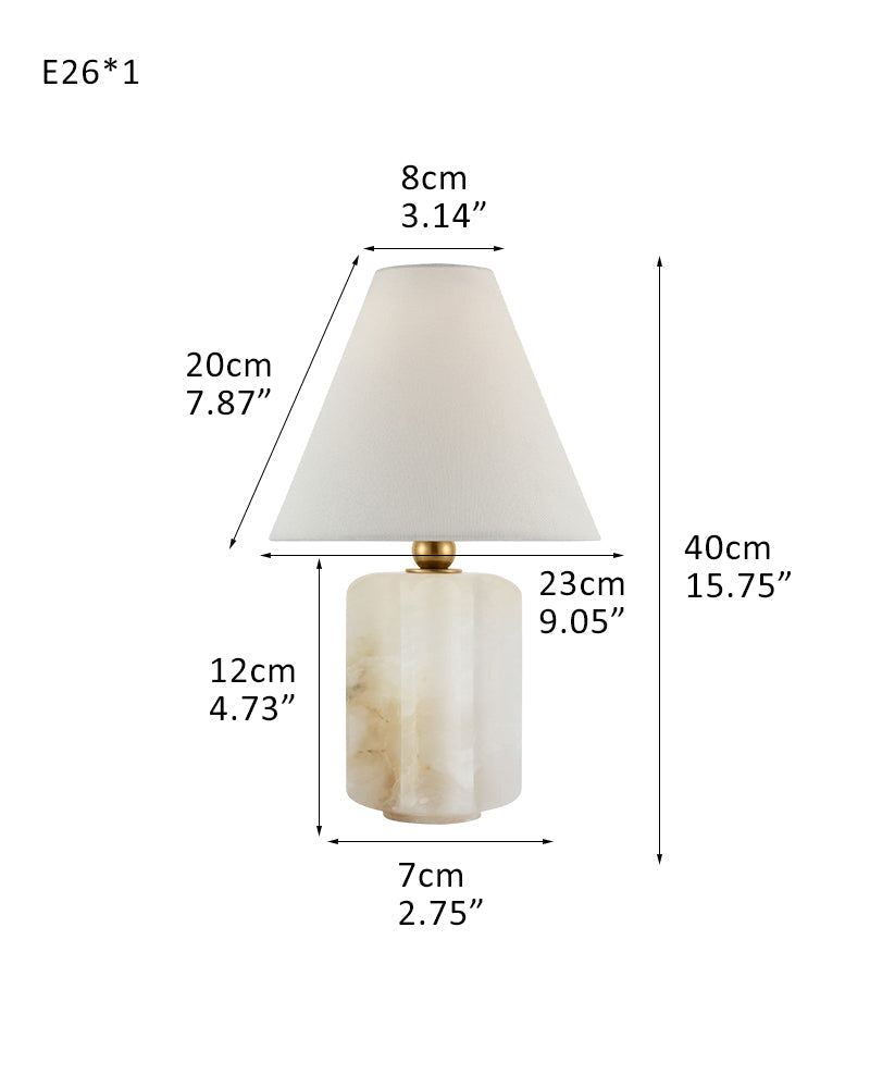 Art Design Arteriors Everly Alabaster Table Lamp Wide 15" with White Linen Fabric Lampshade