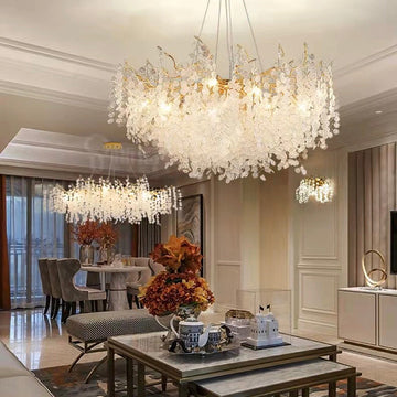 Frosted Leaf Branch Chandelier