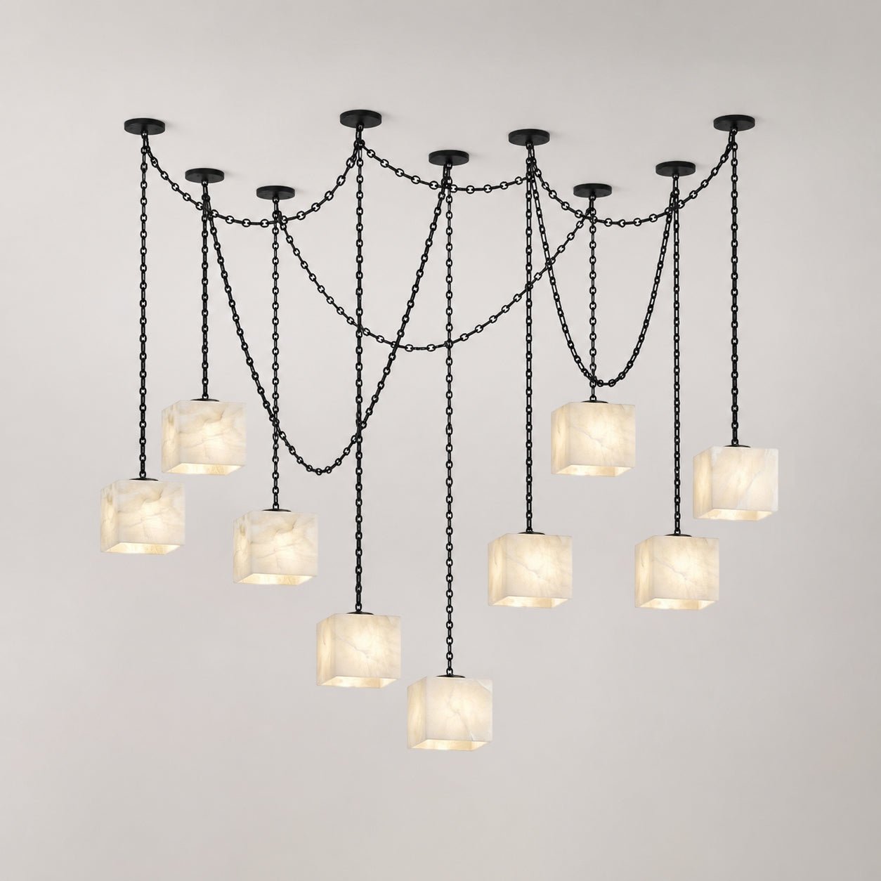 Cascade Chain Cube Chandelier