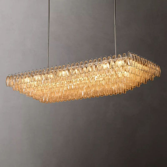 Chara Clear Glass Tiered Rectangular Chandelier 74