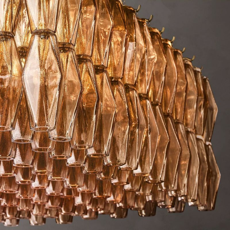 Chara Smoke Glass Rectangular Chandelier 74" - lamerlighting