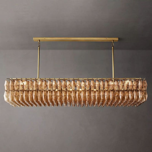 Chara Smoke Glass Rectangular Chandelier 74