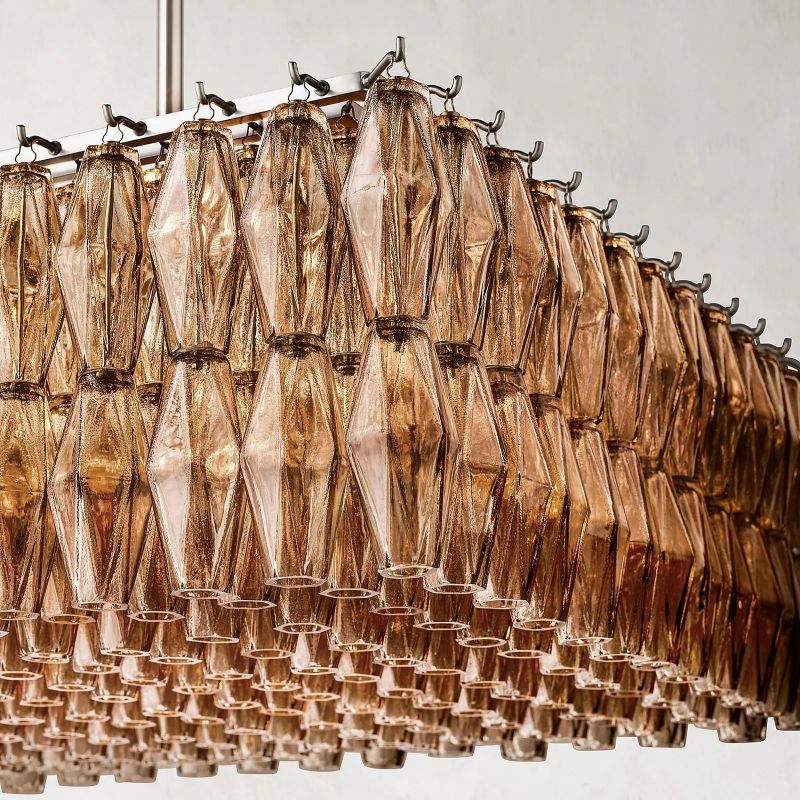 Chara Smoke Glass Rectangular Chandelier 74" - lamerlighting