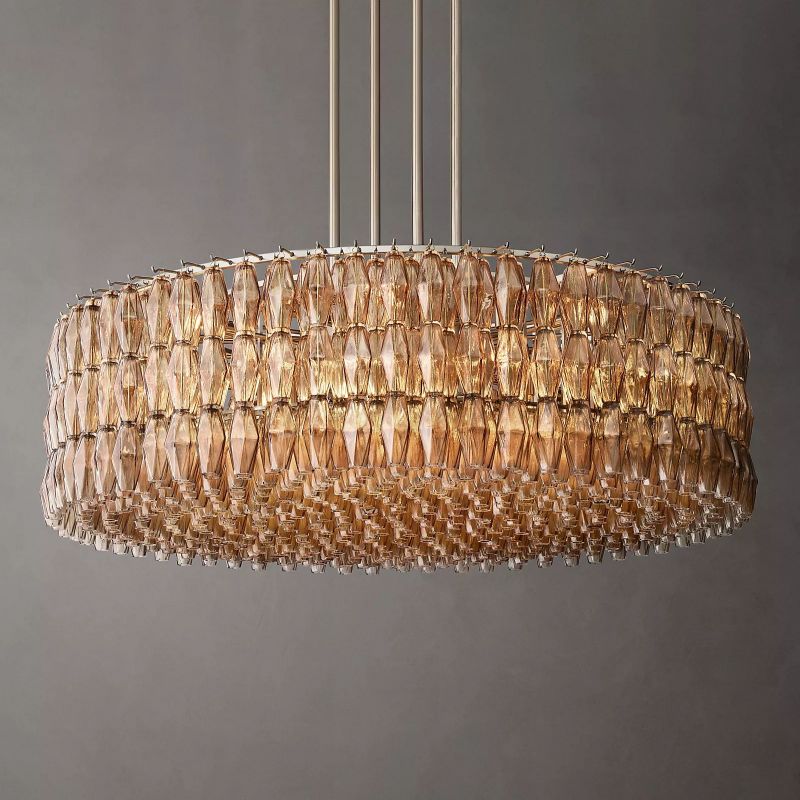 Chara Smoke Glass Round Chandelier 62" - lamerlighting