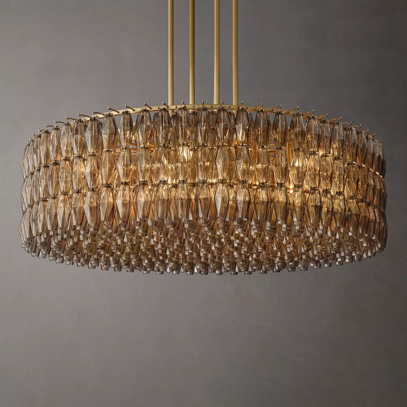 Chara Smoke Glass Round Chandelier 62" - lamerlighting