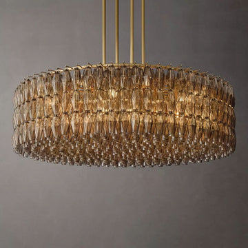 Chara Smoke Glass Round Chandelier 62" - lamerlighting