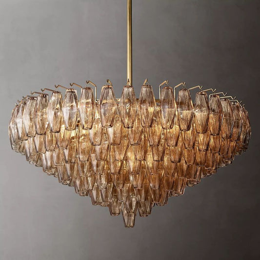 Chara Smoke Glass Tiered Round Chandelier 37