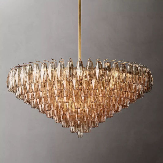 Chara Smoke Glass Tiered Round Chandelier 47