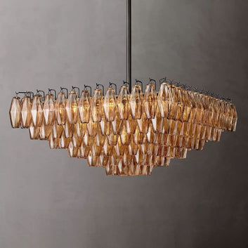 Chara Smoke Glass Square Chandelier 32