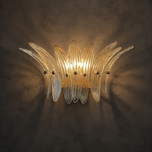 Contemporary Clear Glass Wall Sconce, 18 inch