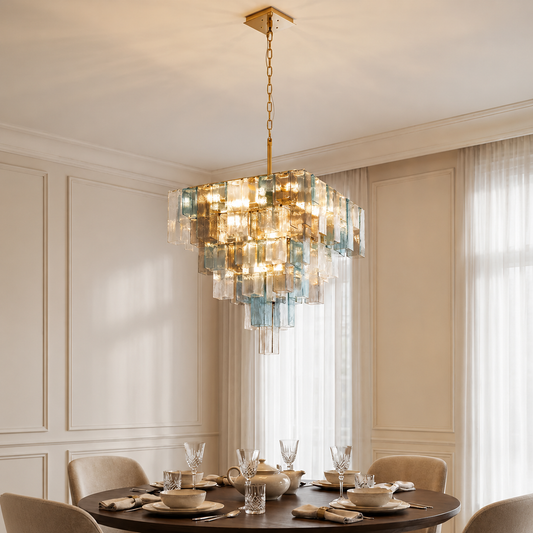 Modern Multicolor Textured Glass Chandelier, 17.7 inch
