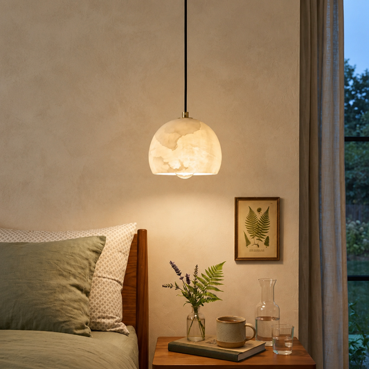Italian Modern Alabaster Pendant Light, 8 inch