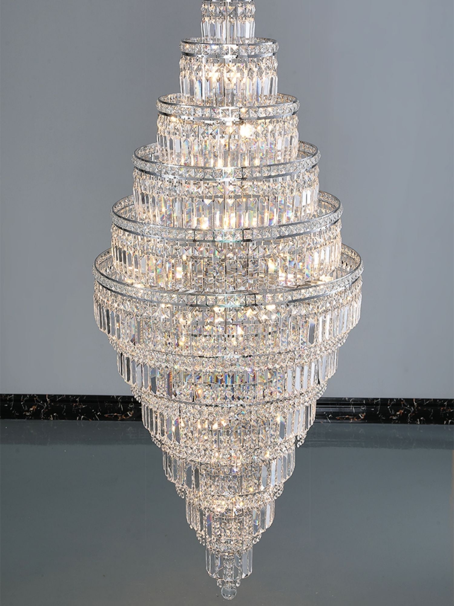 Lamer Lighting Grand Lumina Extra Large Round Crystal Chandelier - Background Shot