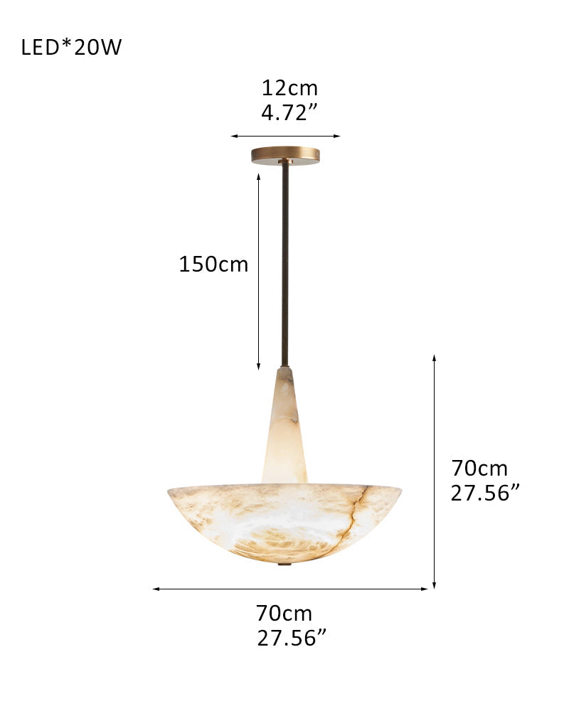 Domus Alabaster Round Bowl Ceiling Pendant Light 20in 28in