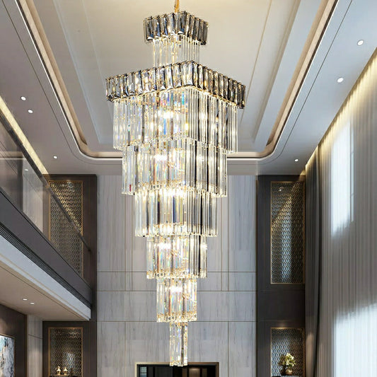 Lamer Lighting Grand Lumina Vertical Crystal Chandelier - formal American dining room