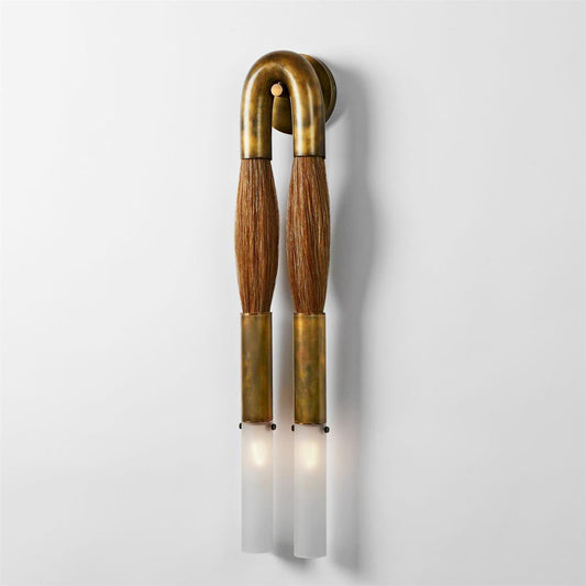 Contemporary Aged Brass 2-Light Wall Sconce, 26.4 inch