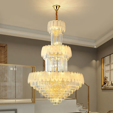 Lamer Lighting Grand Plume Crystal Foyer Chandelier - formal American dining room