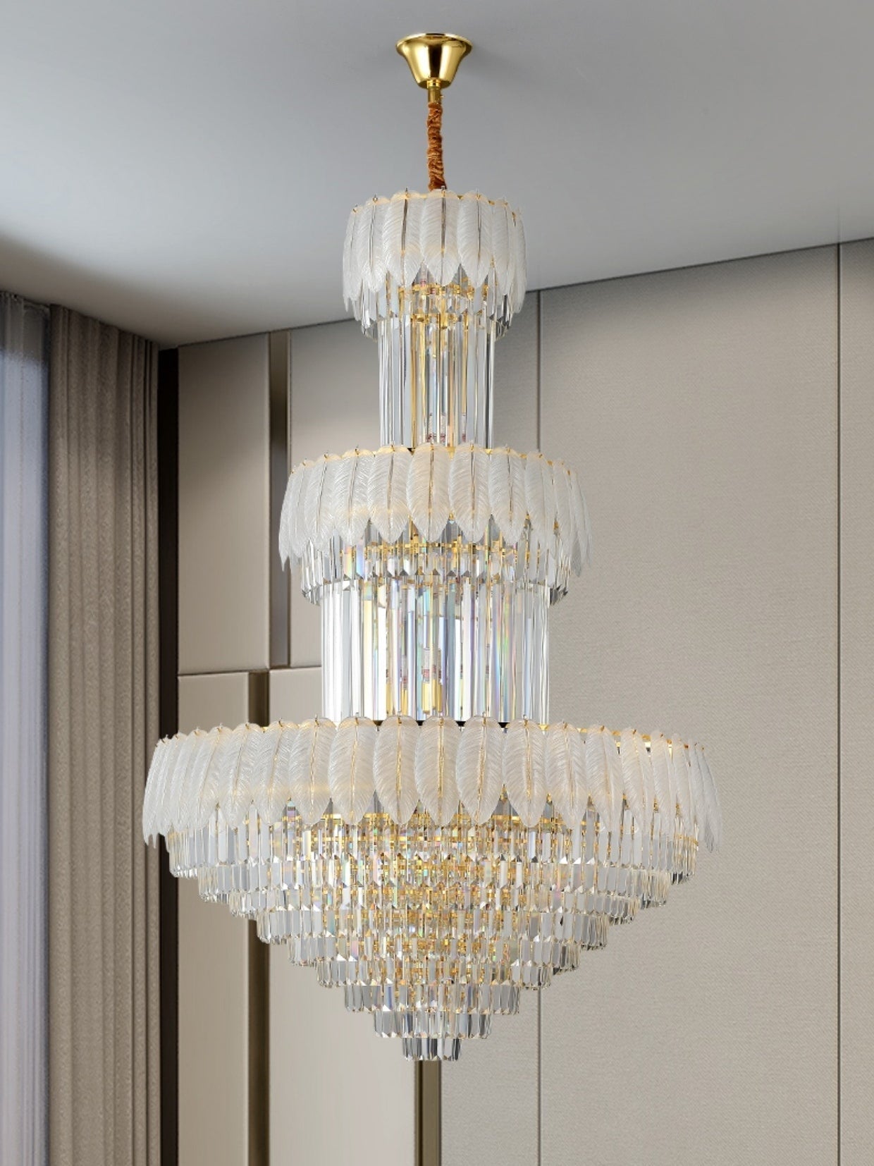 Lamer Lighting Grand Plume Crystal Foyer Chandelier - Background Shot