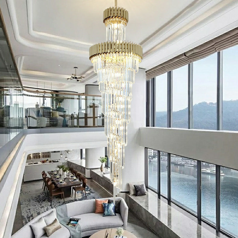 Lamer Lighting Grand Spiral Crystal Foyer Chandelier - Background Shot