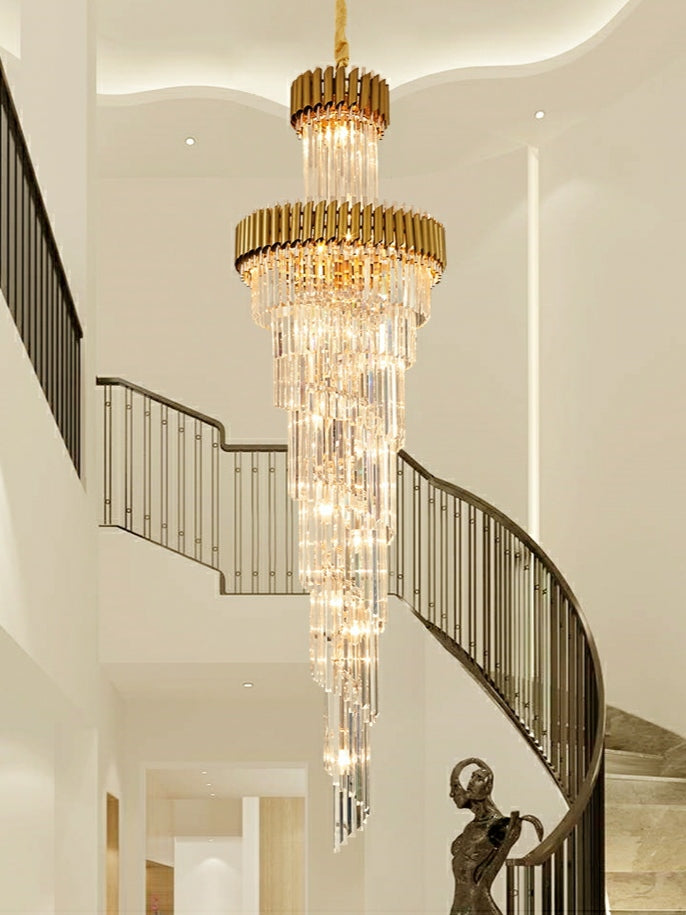 Lamer Lighting Grand Spiral Crystal Foyer Chandelier - Background Shot