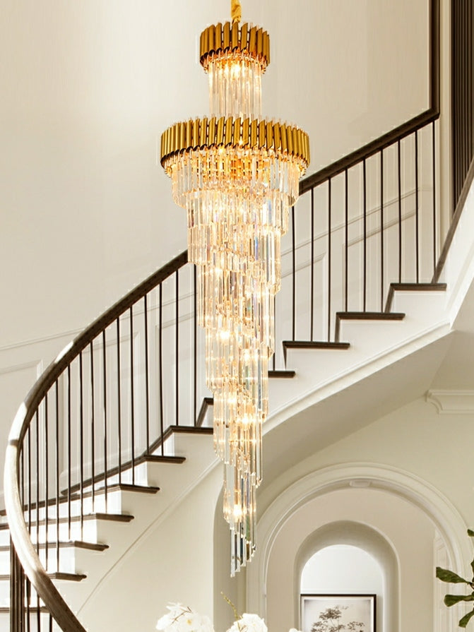 Lamer Lighting Grand Spiral Crystal Foyer Chandelier - Background Shot