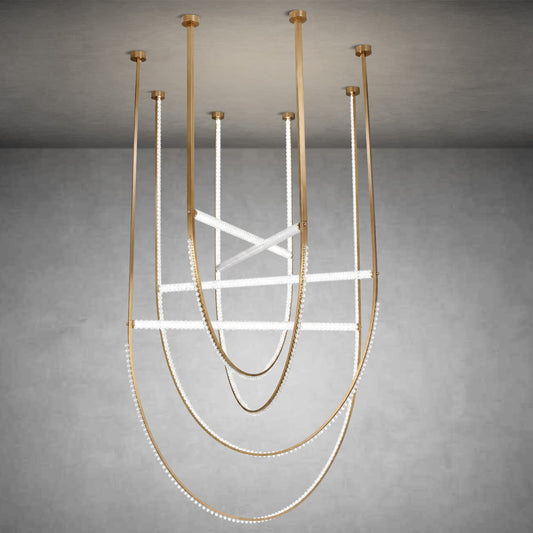 Modern Brushed Brass Acrylic LED Chandelier