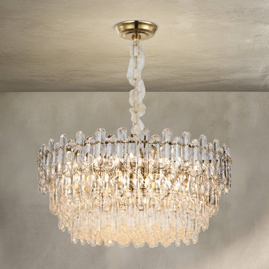 Modern Gold Crystal 13-Light Chandelier, 24 inch