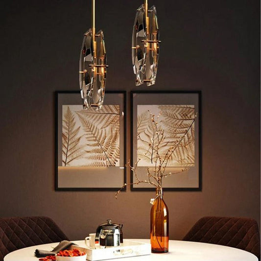 Corin Modern Faceted Smoke Crystal Pendant Light