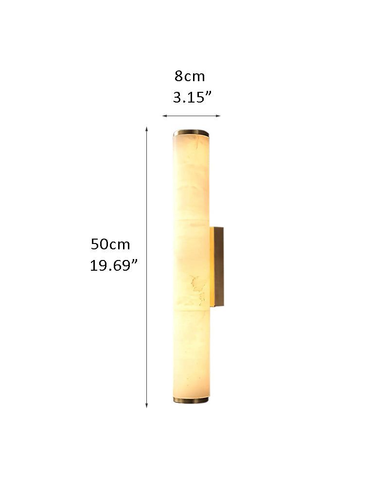 LED Copper Cylindrical Natural Marble Alabaster Wall Sconce Lamp
