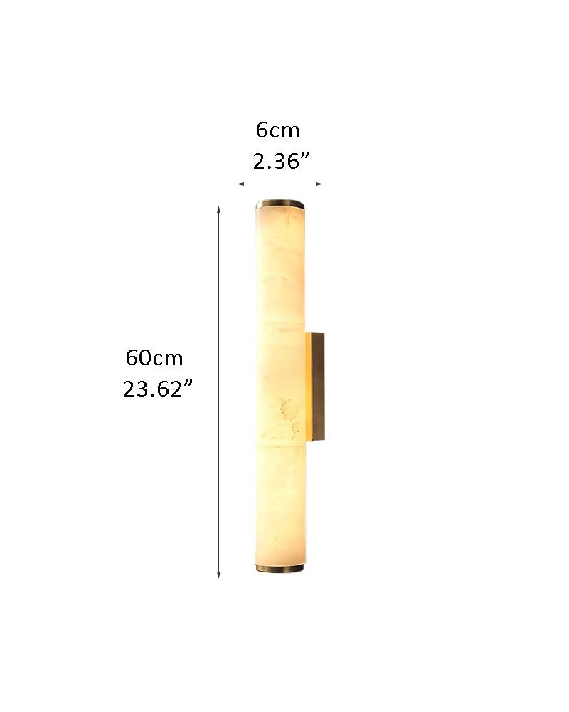 LED Copper Cylindrical Natural Marble Alabaster Wall Sconce Lamp